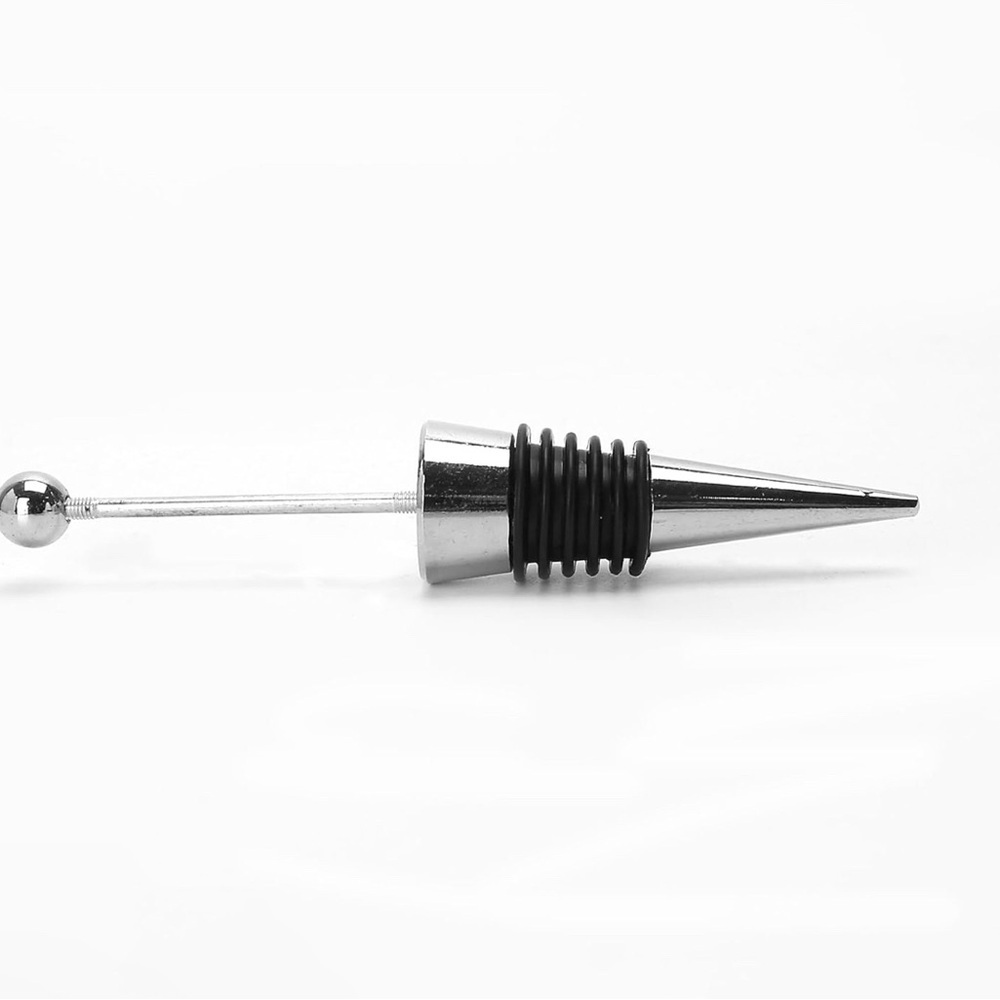 Beadable Silver and Black Wine Bottle Stopper - Set of 14